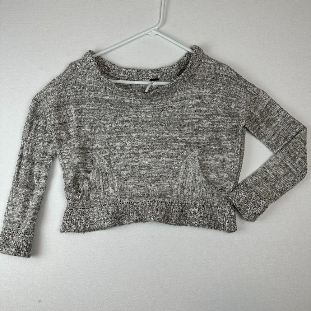 Free People Crop Marled Yarn Pullover Sweater